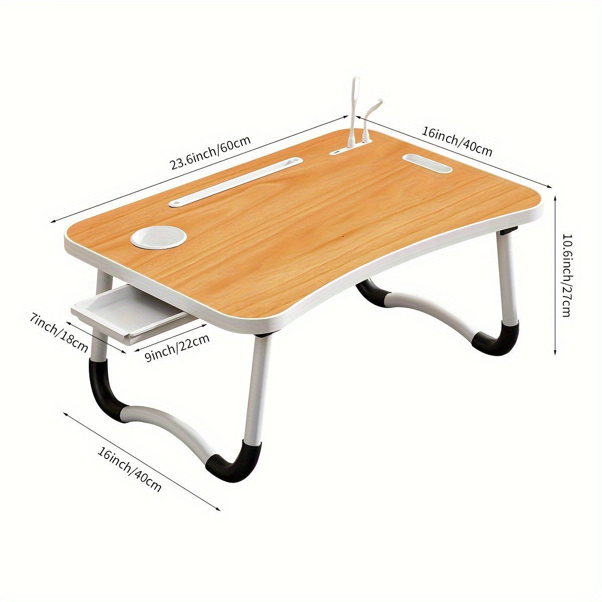 Ultra Large Portable Laptop Bed Table Foldable Desk, Computer Desk - Multi Functional Tray Holder With Cup Holder And Drawer, USB, Fan, And Light - Perfect For Eating, Reading, And Writing On Beds, Sofas, Floors - Stable, Dur