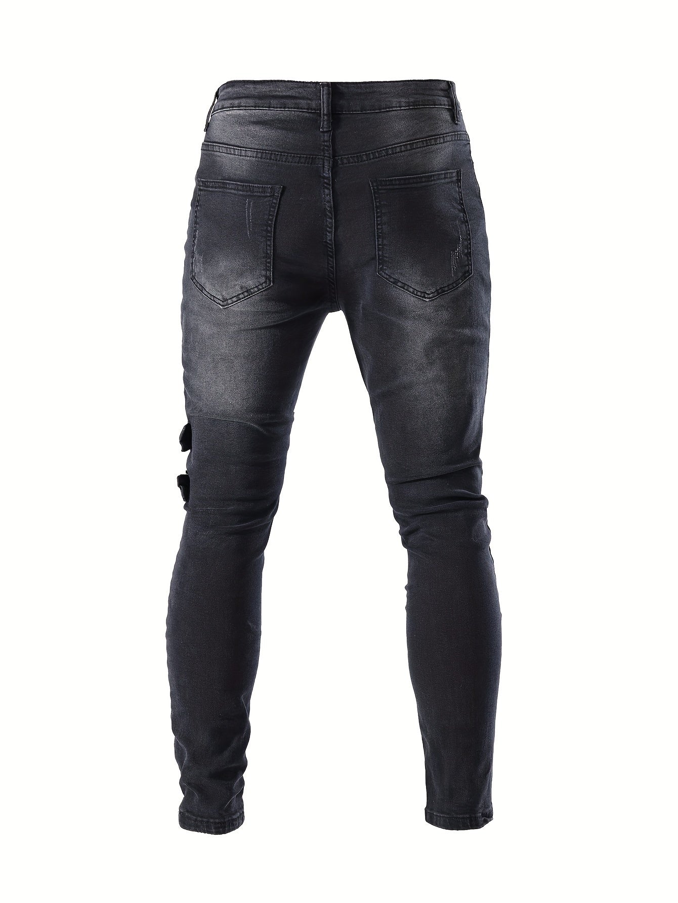 Flex-Fit Men's Biker Jeans - Comfortable Stretch Denim, Trendy Slim Silhouette for Casual Wear