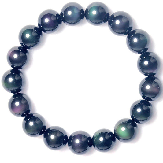 Rainbow Purple Green Eye Obsidian Bracelet