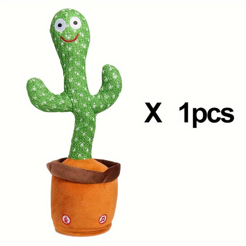 Vibrant Interactive Talking and Singing Cactus Plush Toy - Educational Language Development Companion with Colorful Lights, Voice & Touch Activation, and Battery-Operated Fun - Ideal Gift for Curious Toddlers 0-3 Years, Made