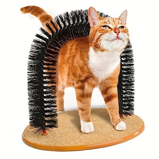 Multifunctional Cat Arch Self Grooming and Massage Toy, Hair Brush Cat Scratching Toy for Cats Kittens Interactive Supply