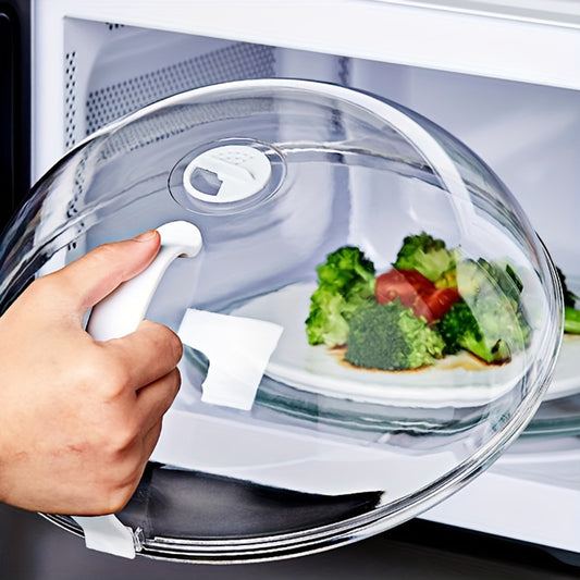 1pc Microwave Food Cover Transparent Splash Proof Food Cover, Oil And Splash Proof Microwave Oven Heating Special Cover, Steam Vent Microwave Oven Tray Cover Bowl Cover, Easy to Grip, Suitable for Microwave Ovens And Kitchen