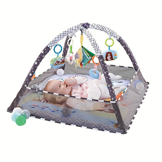 18-Piece Baby Activity Gym Set: Develop Movement & Cognition With Fence Gym, Ball Pit, Crawling Mat & Sensory Toys For Newborns & Toddlers - Perfect Christmas Gift For Boys & Girls!