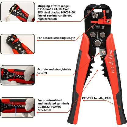 1pc Automatic Wire Stripper: Multifunctional Cable Cutter & Pliers for Electrical Wire Stripping, Cutting & Crimping