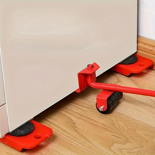 5pcs Heavy Furniture Mover Set with Wheels - Labor-Saving Tool for Easy Large Object Relocation, Metal Construction