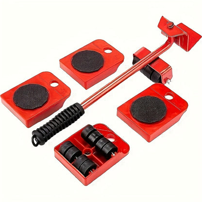 5pcs Heavy Furniture Mover Set with Wheels - Labor-Saving Tool for Easy Large Object Relocation, Metal Construction