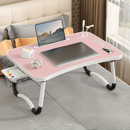 Ultra Large Portable Laptop Bed Table Foldable Desk, Computer Desk - Multi Functional Tray Holder With Cup Holder And Drawer, USB, Fan, And Light - Perfect For Eating, Reading, And Writing On Beds, Sofas, Floors - Stable, Dur