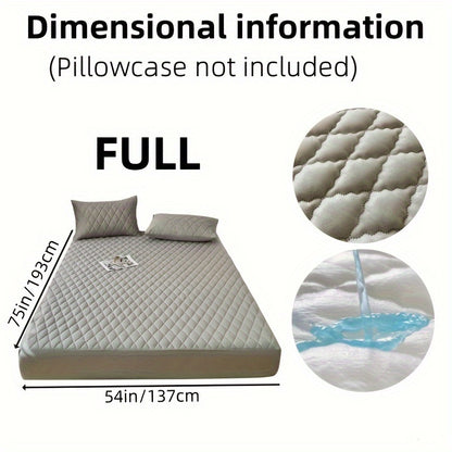 1pc Soft and Comfortable Waterproof Layered Mattress Protector, Solid Color Bedding Mattress Cover, Fitted Sheet Only for Bedroom Guest Room