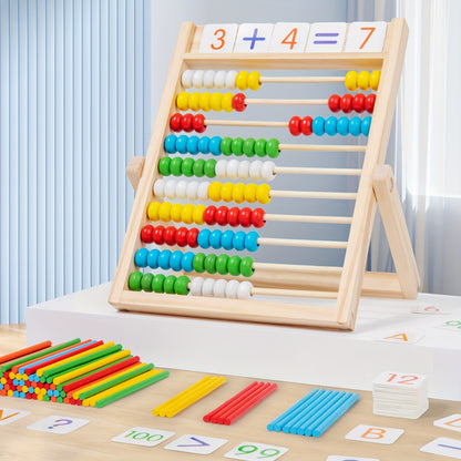 QQM Wooden Math Learning Toy - Multifunctional Educational Calculation Stand for Youngsters, Fun & Engaging Math Tool