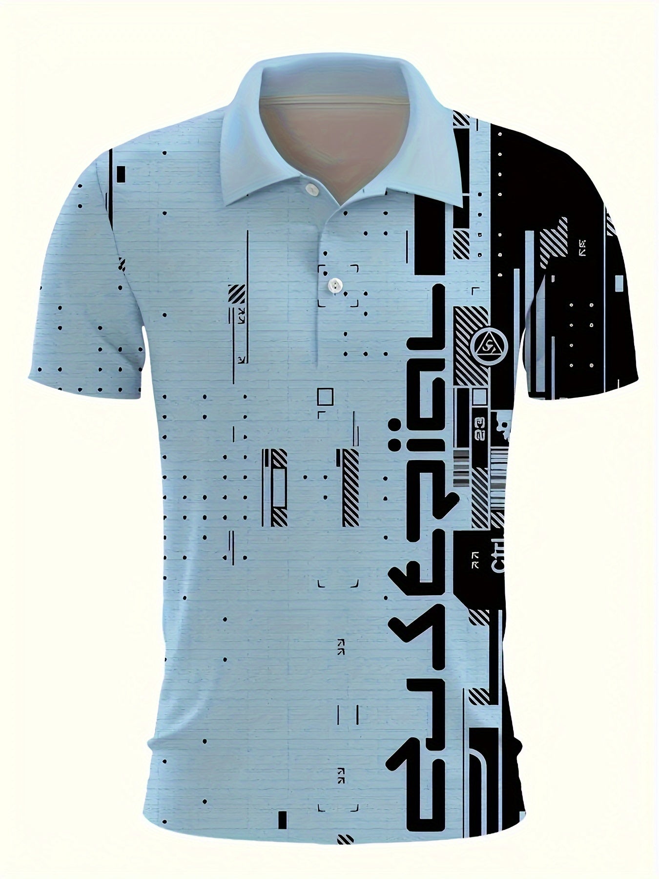 Men's Colorblock Pattern Print Short Sleeve Golf T-shirt For Summer