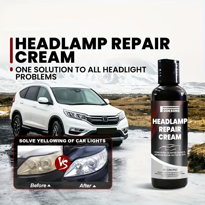 5.29oz Car Headlight Restoration Kit Automotive Headlight Oxidation Yellowing Scratches Blurring Enhancement Crystal Plating Coating Refurbishment Agent Ideal for Car and Motorcycle Headlamp Polishing Crystal Clear Lamp Plati