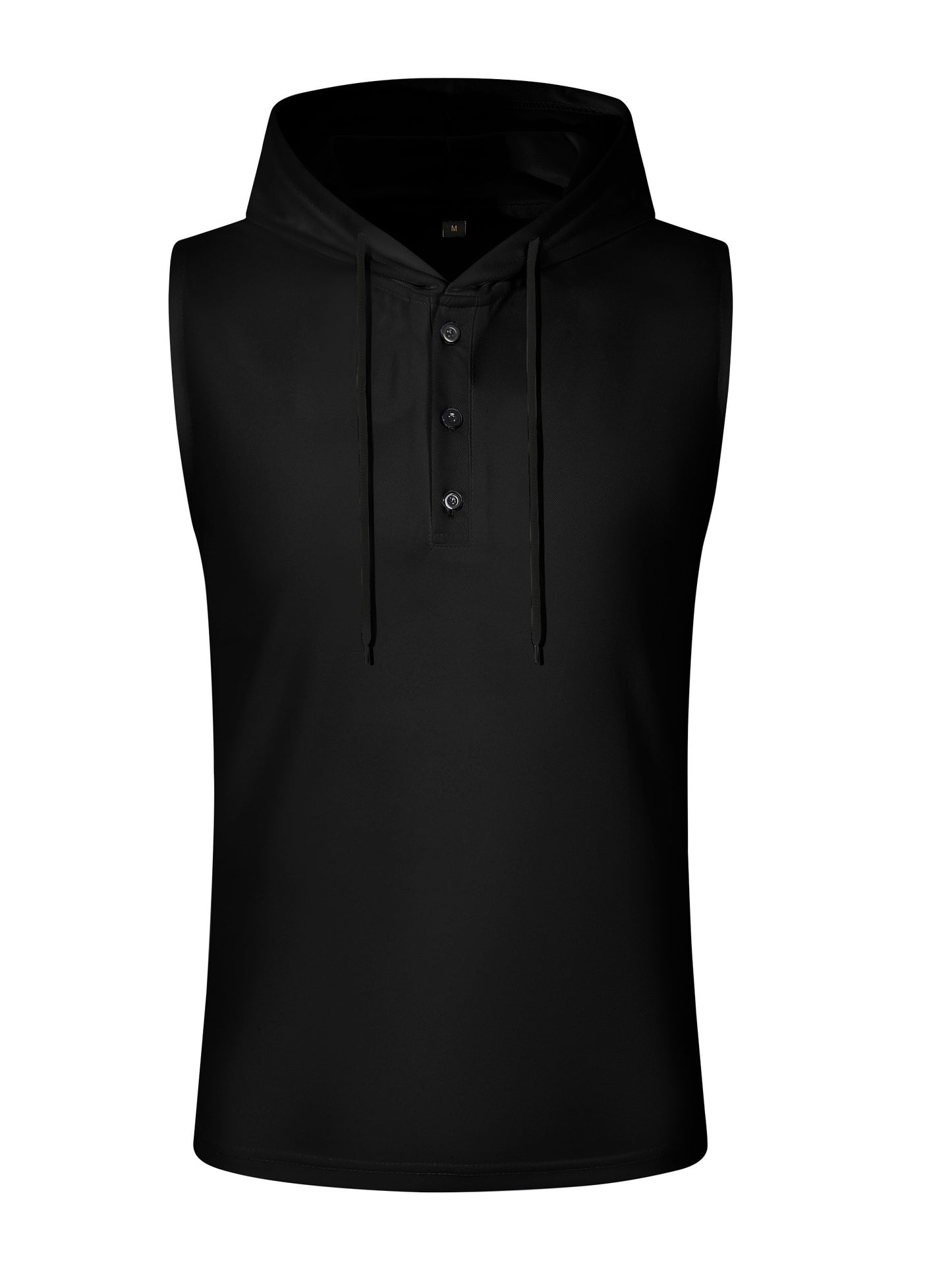 Men's Summer Sleeveless Hoodie - Breathable, Lightweight Athletic Tank Top with Button Detail, Casual Sportswear