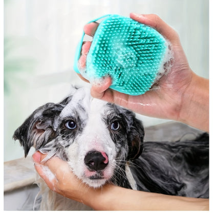 2pcs Silicone Massage Pet Shampoo Brush, Rubber Bath Comb With Shampoo Storage For Dog & Cat Grooming Tool