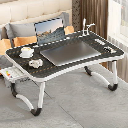 Ultra Large Portable Laptop Bed Table Foldable Desk, Computer Desk - Multi Functional Tray Holder With Cup Holder And Drawer, USB, Fan, And Light - Perfect For Eating, Reading, And Writing On Beds, Sofas, Floors - Stable, Dur