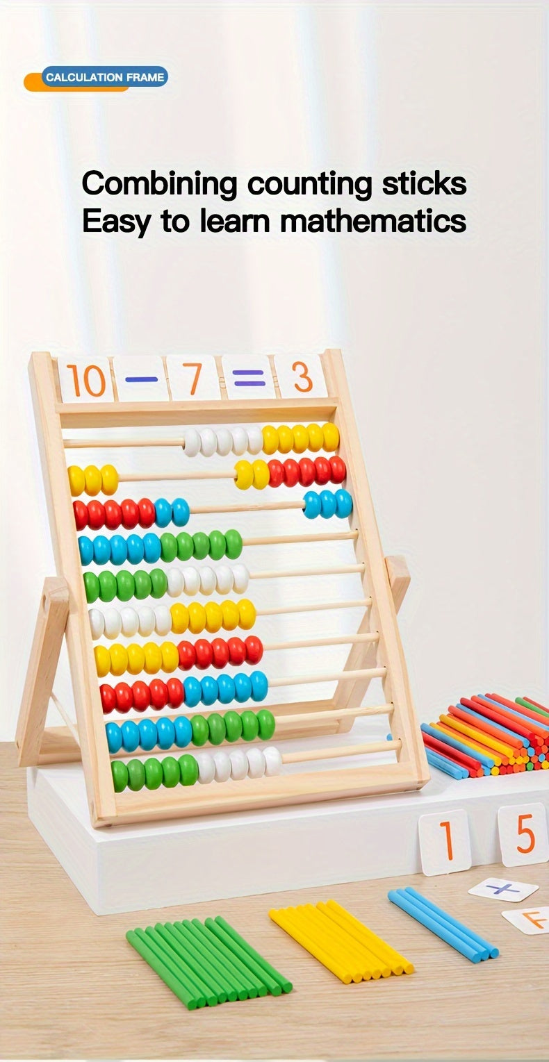 QQM Wooden Math Learning Toy - Multifunctional Educational Calculation Stand for Youngsters, Fun & Engaging Math Tool