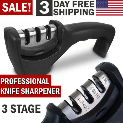 KNIFE SHARPENER Ceramic Tungsten Kitchen Knives Blade Sharpening System Tool USA