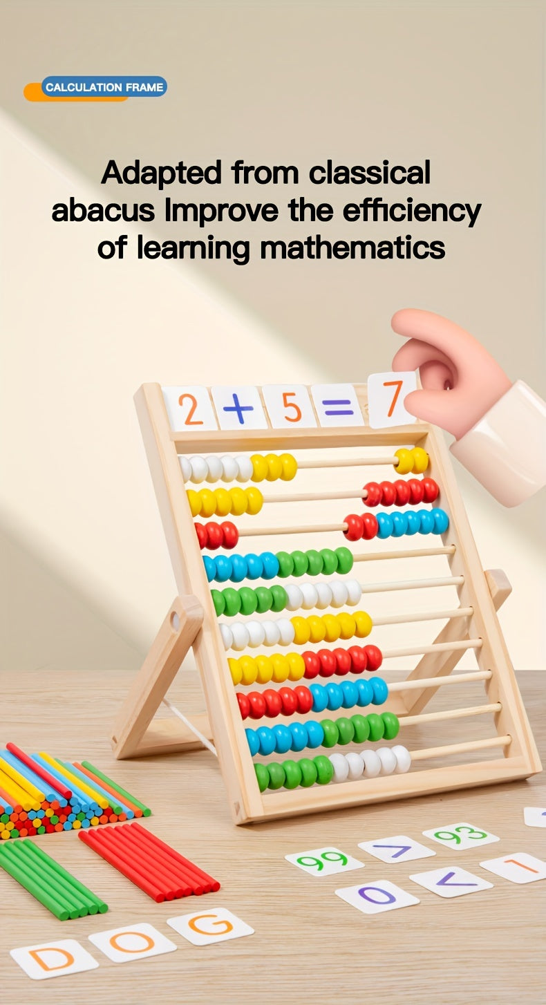 QQM Wooden Math Learning Toy - Multifunctional Educational Calculation Stand for Youngsters, Fun & Engaging Math Tool