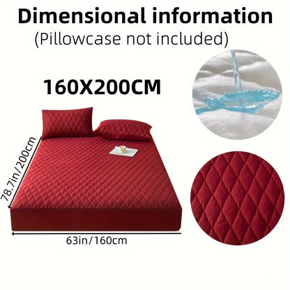 1pc Soft and Comfortable Waterproof Layered Mattress Protector, Solid Color Bedding Mattress Cover, Fitted Sheet Only for Bedroom Guest Room