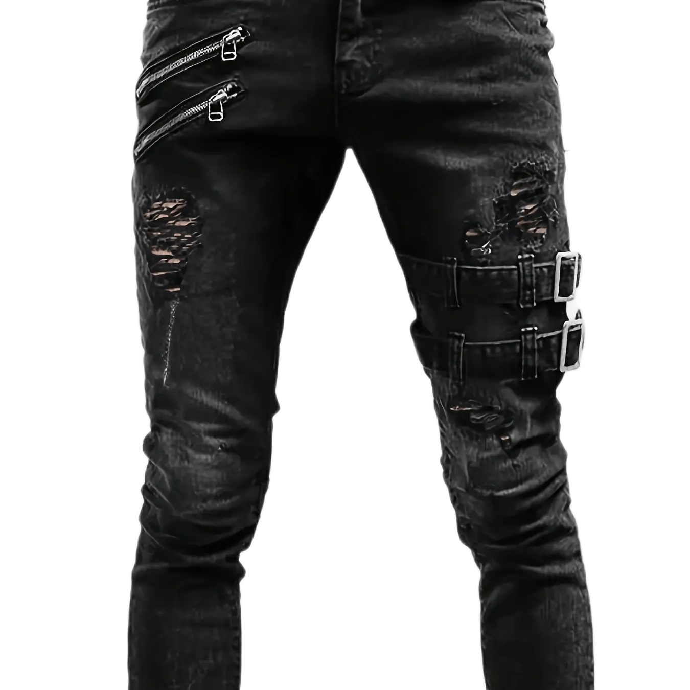 Flex-Fit Men's Biker Jeans - Comfortable Stretch Denim, Trendy Slim Silhouette for Casual Wear