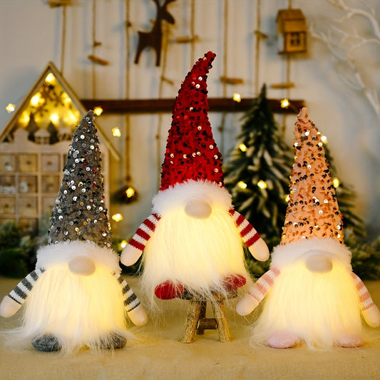 3pcs Home Decor Gnomes, High-Quality Cute Gnome Suitable for Room, Office, Liveroom, Bedroom Decor, Special Gifts for Man or Women. Best Choice for Birthday Day, Christmas Decorations. Not including 9*AAA Battery. Collectible