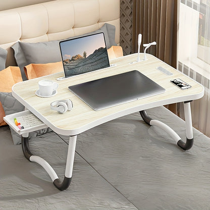 Ultra Large Portable Laptop Bed Table Foldable Desk, Computer Desk - Multi Functional Tray Holder With Cup Holder And Drawer, USB, Fan, And Light - Perfect For Eating, Reading, And Writing On Beds, Sofas, Floors - Stable, Dur