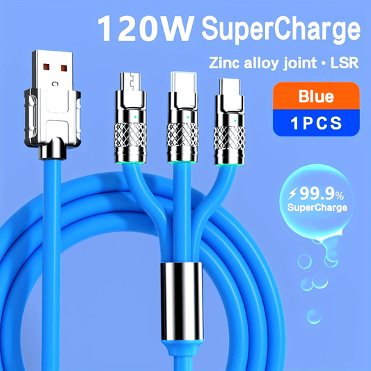 1pc Vibrant 3-in-1 Fast Charging USB Cable - Portable, Colorful, and Durable Data Cable for Android Phones with Quick Charging Capability