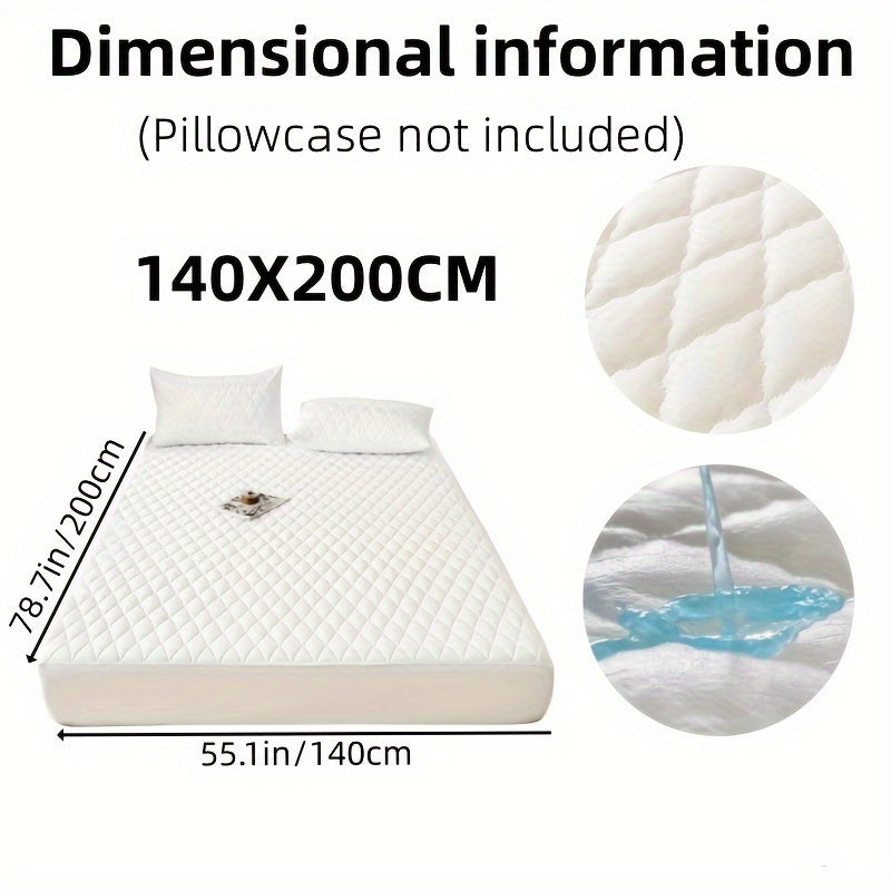 1pc Soft and Comfortable Waterproof Layered Mattress Protector, Solid Color Bedding Mattress Cover, Fitted Sheet Only for Bedroom Guest Room