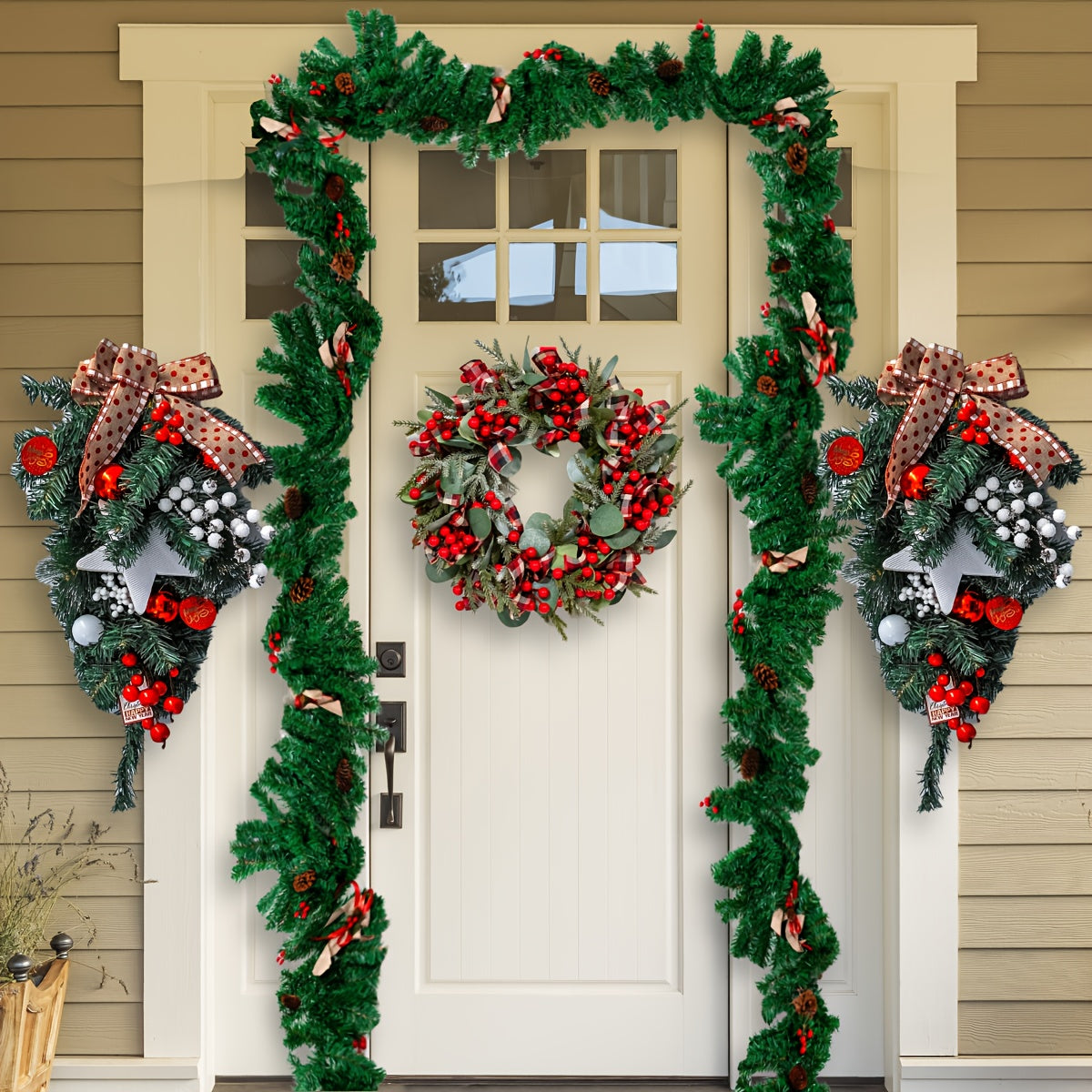 16 Inch Christmas Wreath, Christmas Decoration for Holiday Home Party