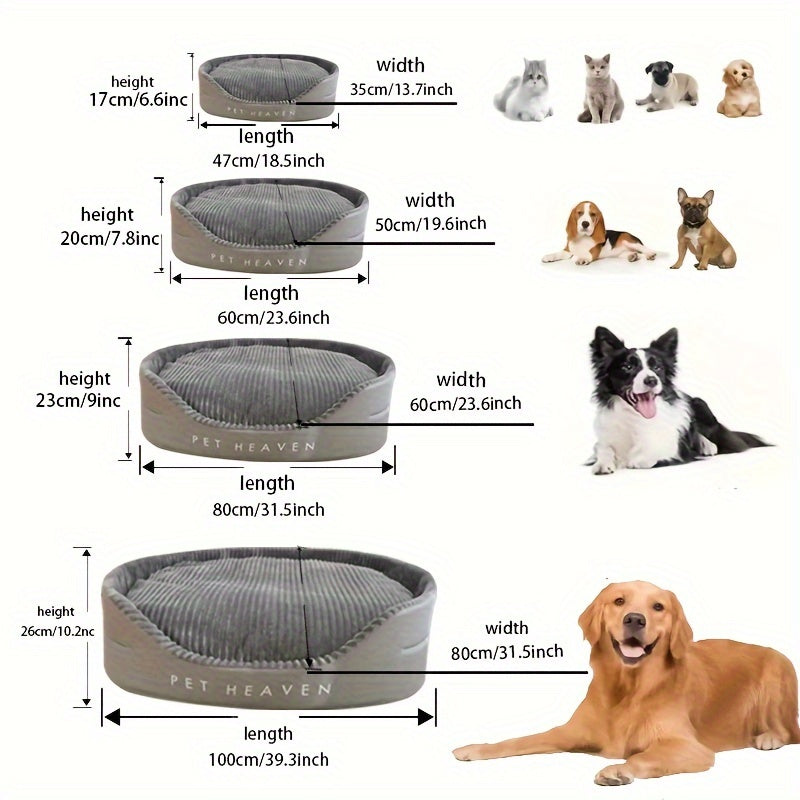 Dog bed for medium and large dogs, washable deluxe, double side optional, high and low side, all-season detachable mat