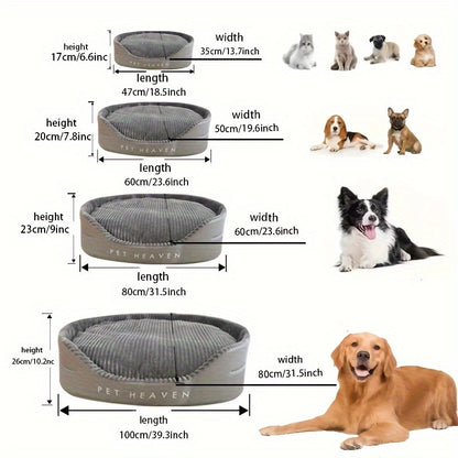 Dog bed for medium and large dogs, washable deluxe, double side optional, high and low side, all-season detachable mat