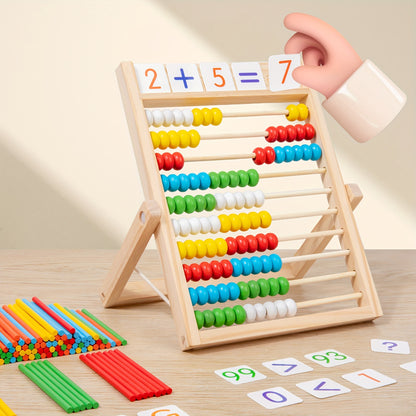 QQM Wooden Math Learning Toy - Multifunctional Educational Calculation Stand for Youngsters, Fun & Engaging Math Tool