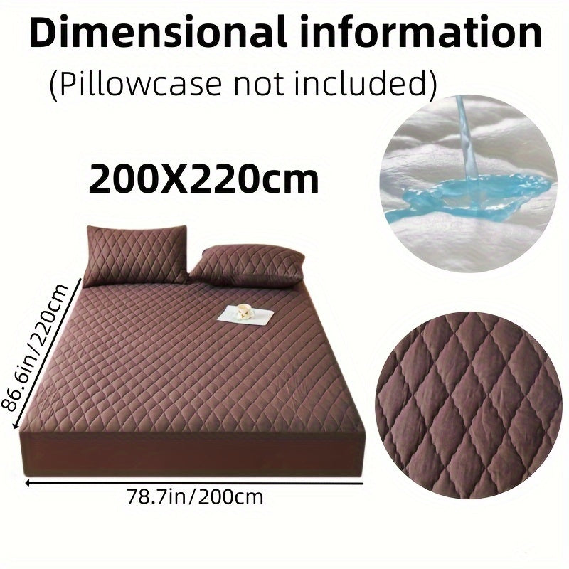 1pc Soft and Comfortable Waterproof Layered Mattress Protector, Solid Color Bedding Mattress Cover, Fitted Sheet Only for Bedroom Guest Room