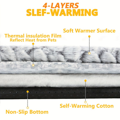 Self-warming cat and dog bed, super soft cat pet heating pad, suitable for indoor and outdoor, anti-slip heating cat pad and warm blanket