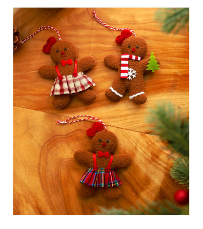 3 PCS Gingerbread Man Doll Christmas Decoration Pendants Xmas Tree Hanging Ornament Christmas for Home New Year Kids Gift 2023