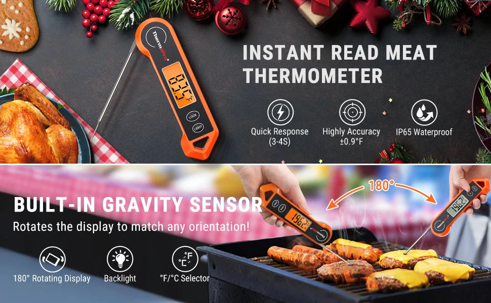 ThermoPro TP19H Fast Reading Waterproof Meat Thermometer Digital BBQ Thermometer With Backlight