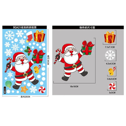 Christmas Snowflake Glass Window Sticker Removable Christmas Tree Santa Claus Static Sticker New Year Party Xmas Window Decals