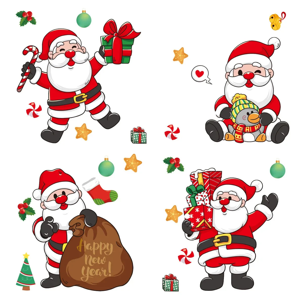 Christmas Snowflake Glass Window Sticker Removable Christmas Tree Santa Claus Static Sticker New Year Party Xmas Window Decals