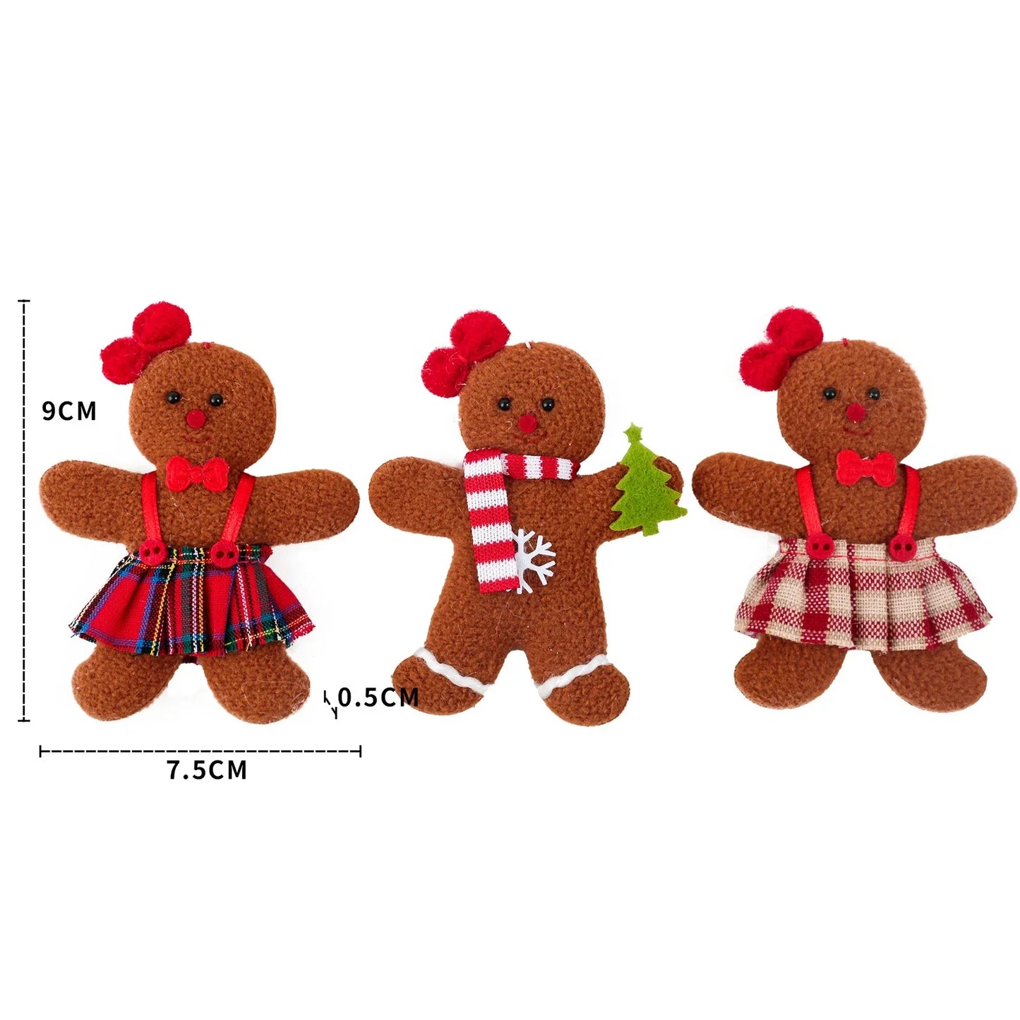 3 PCS Gingerbread Man Doll Christmas Decoration Pendants Xmas Tree Hanging Ornament Christmas for Home New Year Kids Gift 2023