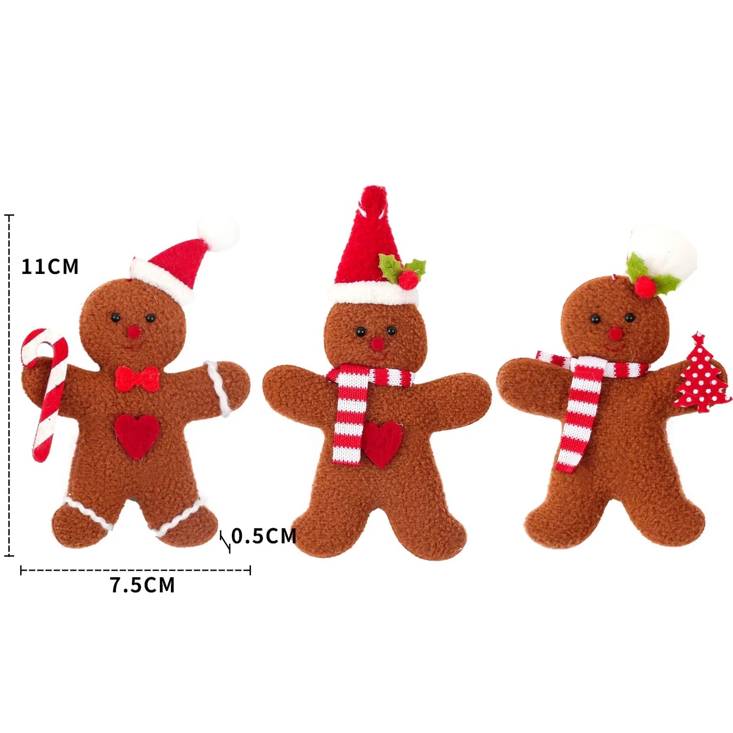 3 PCS Gingerbread Man Doll Christmas Decoration Pendants Xmas Tree Hanging Ornament Christmas for Home New Year Kids Gift 2023