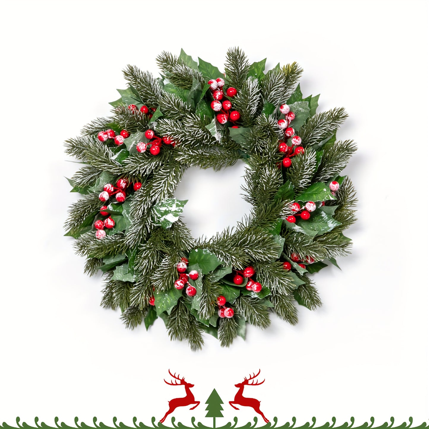 16 Inch Christmas Wreath, Christmas Decoration for Holiday Home Party