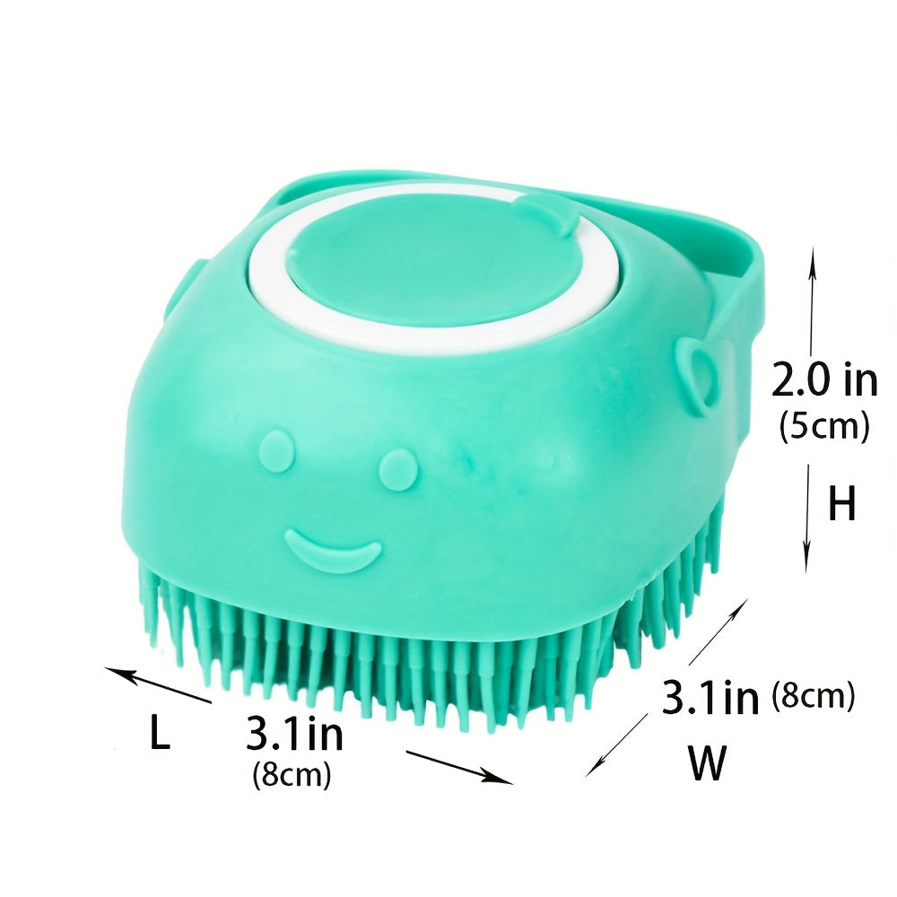 2pcs Silicone Massage Pet Shampoo Brush, Rubber Bath Comb With Shampoo Storage For Dog & Cat Grooming Tool