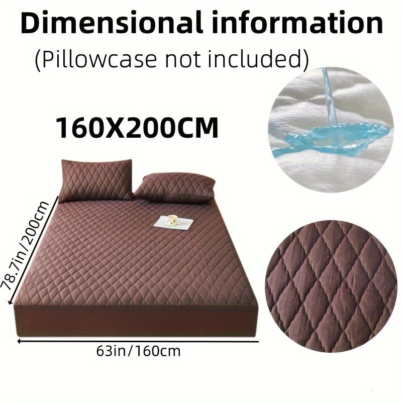 1pc Soft and Comfortable Waterproof Layered Mattress Protector, Solid Color Bedding Mattress Cover, Fitted Sheet Only for Bedroom Guest Room