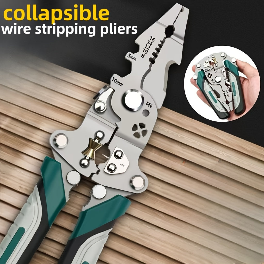 Multifunctional Foldable Wire Strippers: Special Wire Strippers for Electricians, Can Strip Wires, Cut Wires, Twist Water Pipes, Crimp Terminals, Etc., One Pair Is More Than One Pair. Folding Design, Easy to Store. Can Be Use