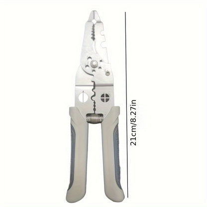 8.5" Stainless Steel Wire Cutter & Stripper Pliers - Multi-Functional, Industrial Grade for Electricians & Home Use, Ideal for Wiring, Cutting, Crimping & More