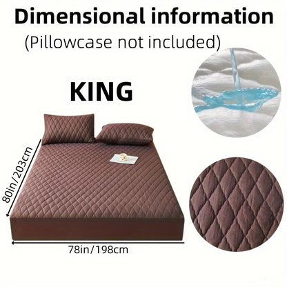 1pc Soft and Comfortable Waterproof Layered Mattress Protector, Solid Color Bedding Mattress Cover, Fitted Sheet Only for Bedroom Guest Room