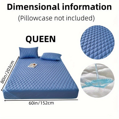 1pc Soft and Comfortable Waterproof Layered Mattress Protector, Solid Color Bedding Mattress Cover, Fitted Sheet Only for Bedroom Guest Room