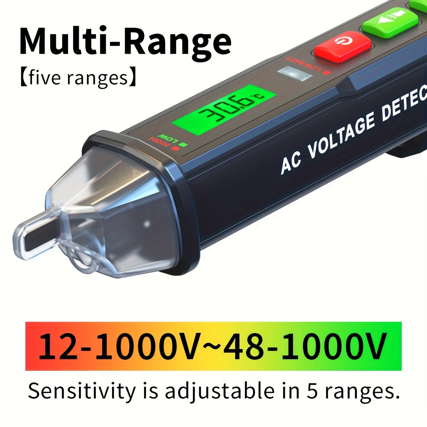 1pc Multi-Range ZOYI ZT-DB03 Voltage Tester with Non-Contact, Thermometer, Live/Empty, Electric, Torch, Break-point Detector, and Buzzer Alarm Functions